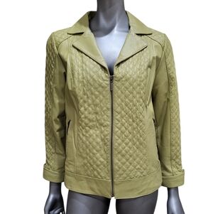 58. Bradley Bayou Olive Quilted Women's Leather Jacket - Size Medium